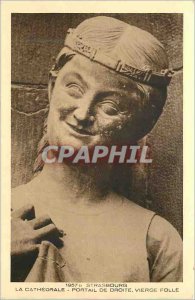 Postcard Old 1957 Strasbourg cathedral foolish virgin right portal