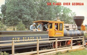 SIX FLAGS OVER GEORGIA The General Engine Train Theme Park '60s Vintage Postcard
