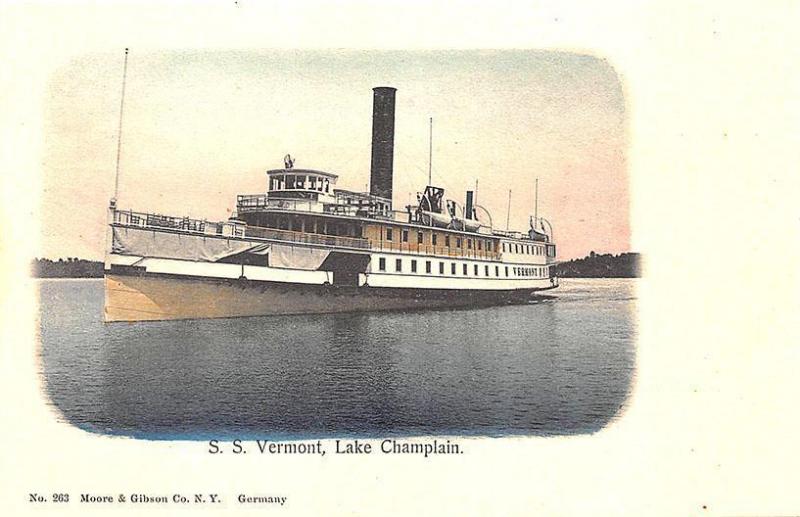 S. S. Vermont Steamship at Lake Champlain Moore & Gibson Publishers Postcard