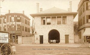 Peabody MA Engine House B Q-DOR-Ave., Real Photo Postcard.