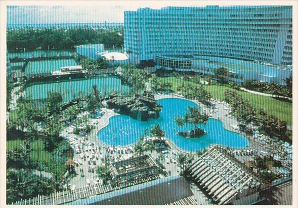 Florida Miami Beach Aerial View Of The Gigantic Pool At Tropical Fountaineble...