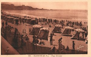 Vintage Postcard 1920's Biarritz Plage Miramar Beach Bay of Biscay France FR