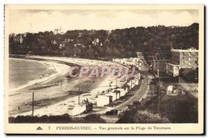 Old Postcard Perros Guirec Vue Generale on the Beach Trestraou