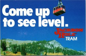 postcard Jackson Hole Wyoming - tram - Come up to see level.