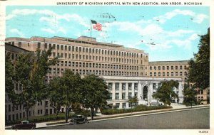 Ann Arbor Michigan, 1932 University Of Michigan Hospital, New Addition, Postcard