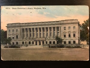 Vintage Postcard 1913 State Historical Library Madison Wisconsin WI