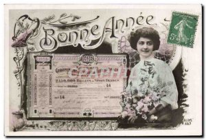 Old Postcard Lottery Woman Happy new year