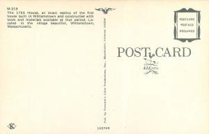 1753 House Williamstown Bicentennial Massachusetts Postcard