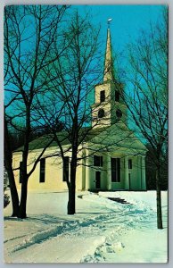 Postcard Old Sturbridge Village MA c1960s Meetinghouse Winter Scene
