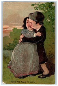 PFB Clear Lake SD Postcard Couple Kissing Romance Embossed 1908 Posted Antique