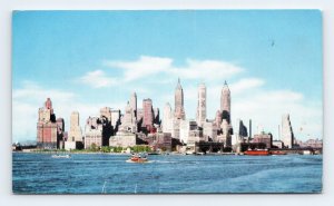 United Airlines Issued Manhattan Skyline New York City UNP Chrome Postcard C17