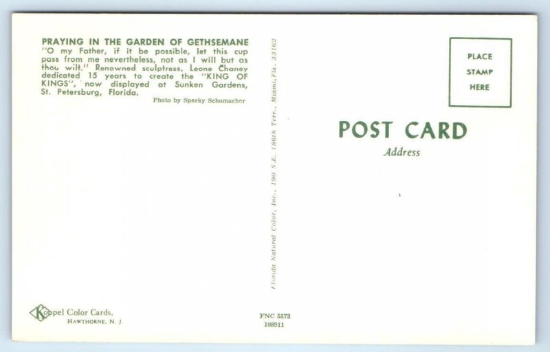 2 Postcards ST. PETERSBURG, FL~ Sunken Gardens KING OF KINGS JESUS Leone Chaney