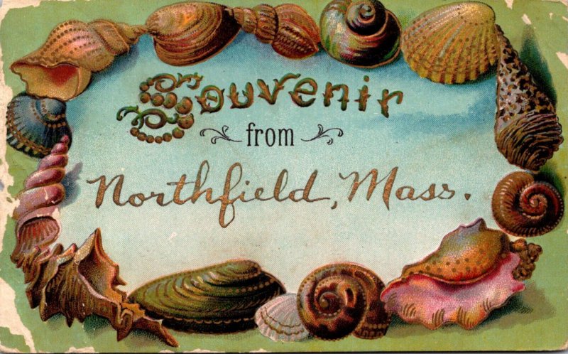 Massachusetts Northfield Souvenir With Shell Border 1908