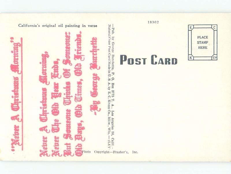 Linen CALIFORNIA CHRISTMAS POEM ON BACK POSTCARD State Of California CA E9434