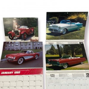 1990s Lot of 4 Vintage Calendars Depicting Classic Cars