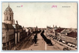 1914 Aerial View of Andrassy-ter Arad Romania Posted Antique Postcard