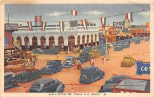 D79/ Tijuana Mexico Foreign Postcard c1940s Main & Second Sts Busy Autos