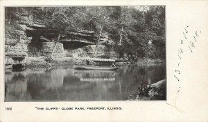 Vintage Postcard The Cliffs Globe Park Freeport IL Canoe With Jungle Type Canopy