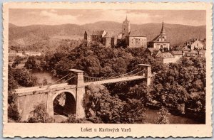 Loket U Karlovych Varu Castle in Loket Czechia Bridge Landmark Postcard