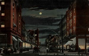 Parkersburg Market St. at Night c1910 Postcard