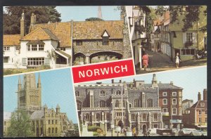 Norfolk Postcard - Views of Norwich - Pullsferry, Elm Hill, Old Guildhall  A2770