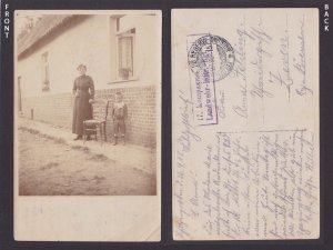 GERMANY 1915, Fieldpost card to Zeven, The woman with a son, RPPC, WWI