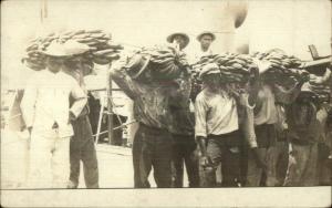 Black Men Banana Luggers Dock Hands c1910 Real Photo Postcard AZO PAPER