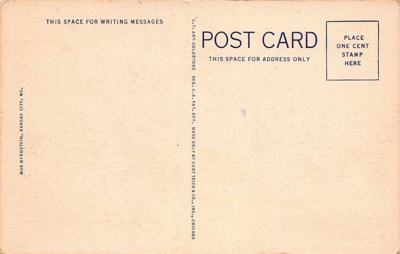 General Post Office, Kansas City, Missouri, Early Linen Postcard, unused