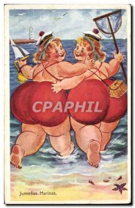 Old Postcard Fantasy Humor BBW Marine binoculars