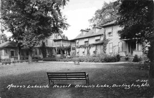 Moore's Lakeside Resort Brown's Lake Burlington Wisconsin RPPC postcard