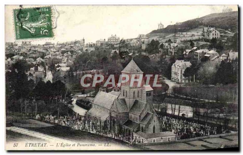 Old Postcard Etretat L & # 39Eglise and Panorama