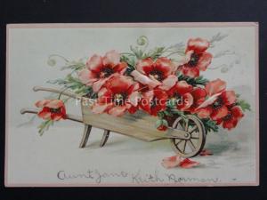 Poppies Postcard: A Barrow of Poppies c1909 - Donation to R.B.L.