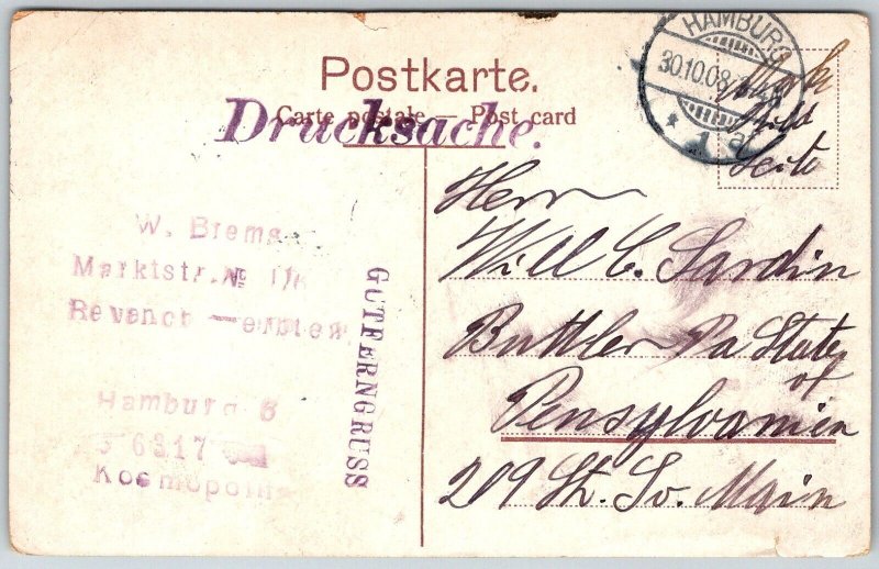 Hamburg Germany 1908 Postcard Alter Jungfernsteig