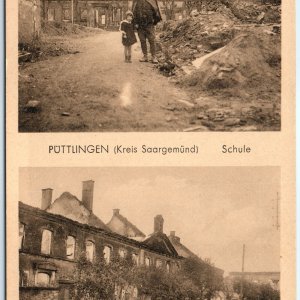 c1910s WWI Püttlingen, Saarland, Germany Ruins Litho Photo Postcard A82