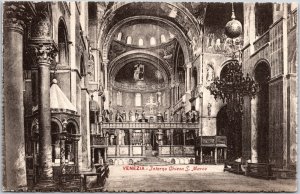 Venezia - Interno Chiesa S. Marco Cathedral Venice Italy Postcard