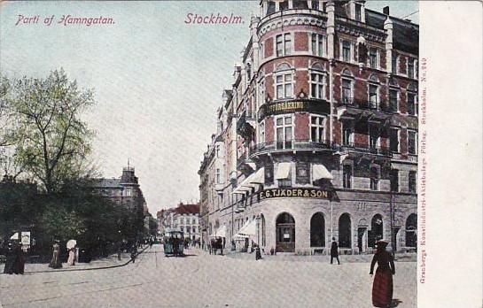 Sweden Stockholm Parti af Hamngatan Street Scene 1913