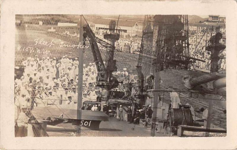 Guantanmo Cuba Navy Fleet Smoker Real Photo Antique Postcard J68231