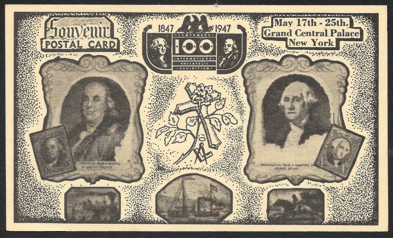 UNITED STATES Stamps on Postcard Franklin & Washington Unused c1947