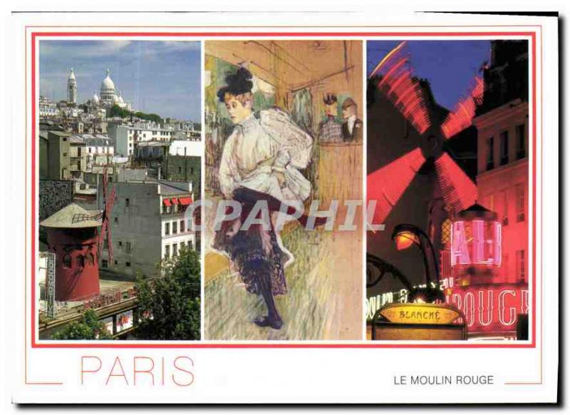 Modern Postcard Paris Moulin Rouge Perspective to the Sacred Heart of Toulous...