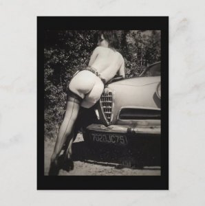 Woman Butt and Car Nude Erotic Vintage Inspired Postcard R019331