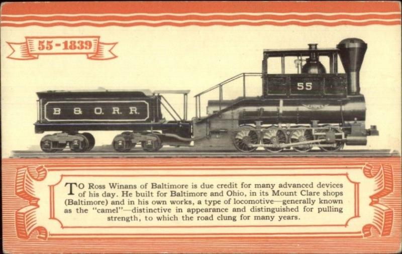 B&O RR Train #55 1827-1927 Centenary Pageant Postcard