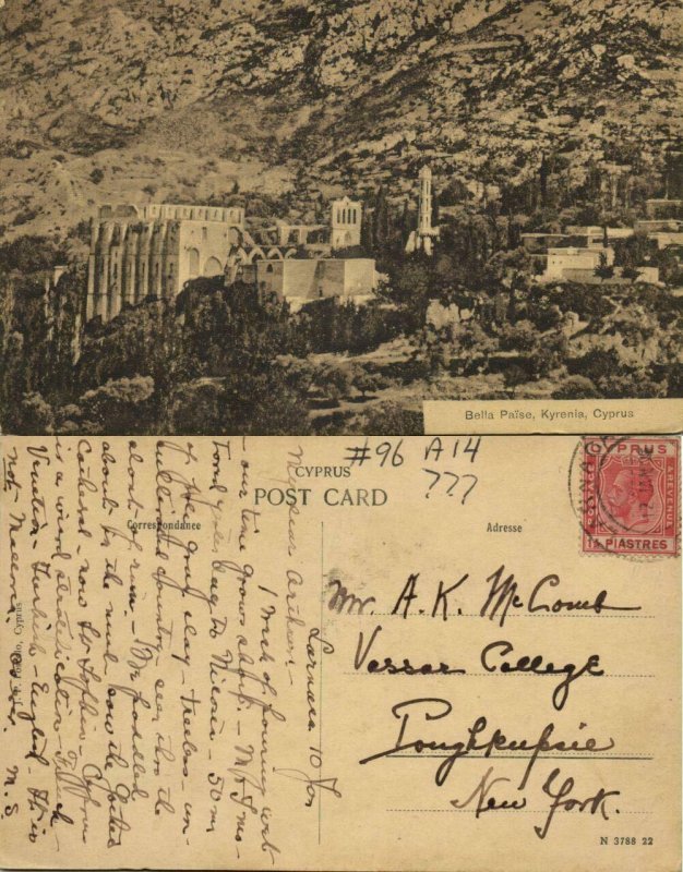 cyprus, KYRENIA, Bella Païse (1926) Postcard