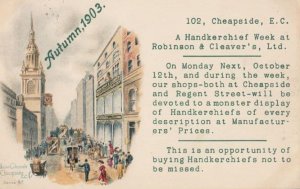 Designer Handkerchief Sale Regent Street London Fashion Old Advertising Postcard