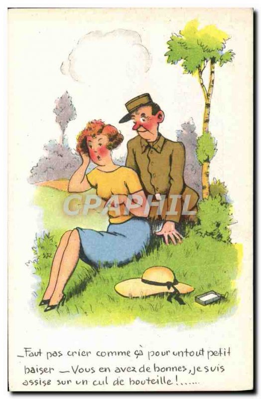 Postcard Old Humor Army Soldier