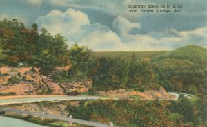 Eureka Springs AR Highway Scene US 62 Linen Unused