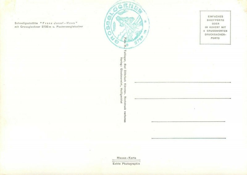 Extra size 15x21cm postcard Schnellgaststatte Franz Josef Haus mit Grossglockner