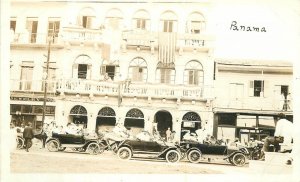 Postcard RPPC 1920s Panama Street View Jewelry Automobile 23-3853