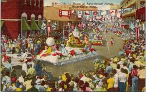 Minneapolis MN Aquatennial Parade Colorful Floats Unused Linen Postcard F7