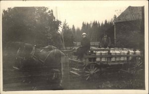 Milk Wagon Horse Drawn Woman Driving Gender Roles c1910 Real Photo Postcard