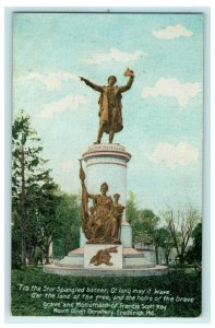 1909 Star Spangled Letter, Monument of Francis Scott Key, Maryland MD Postcard